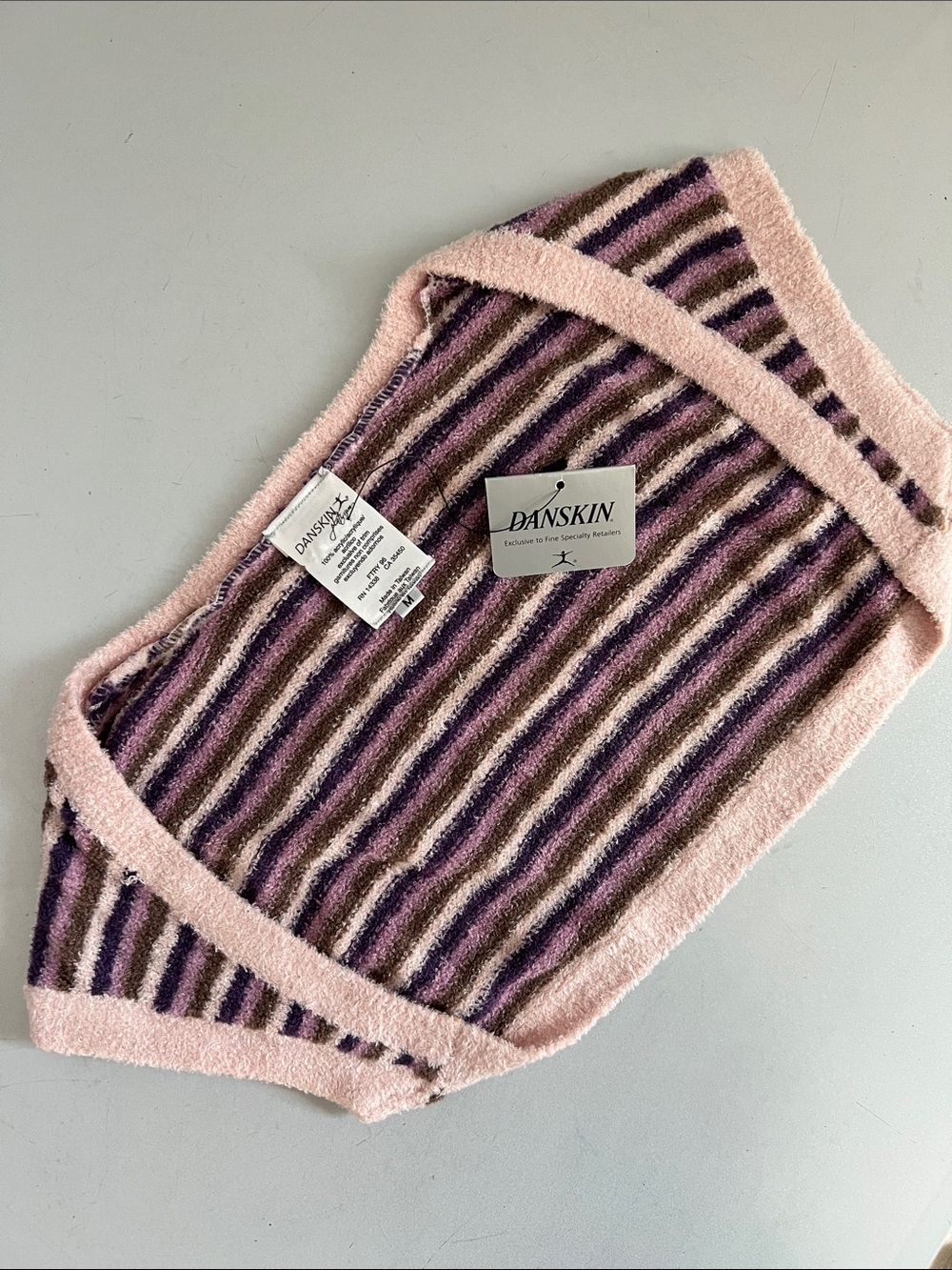 Fluffy Knit Cap Sleeve Striped Ballet Shrug M NWT